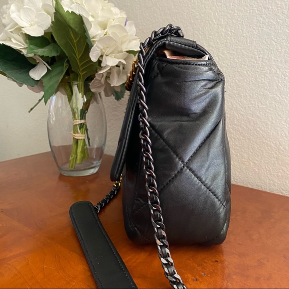 *READ Black Leather Flap Ombre Quilted Chain Crossbody Top Handle Purse Bag S4 - Picture 7 of 10